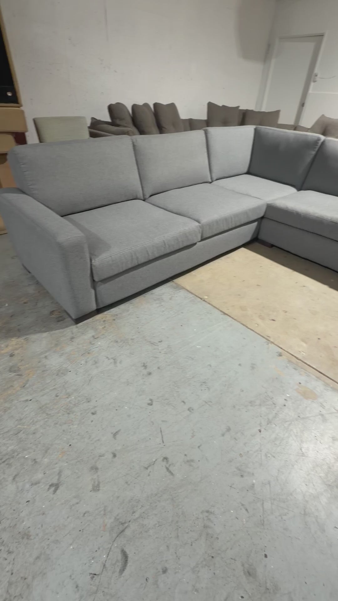 Joybird Anton 114” 3 Piece L Shape Corner Sofa Sectional in Essence Ash
