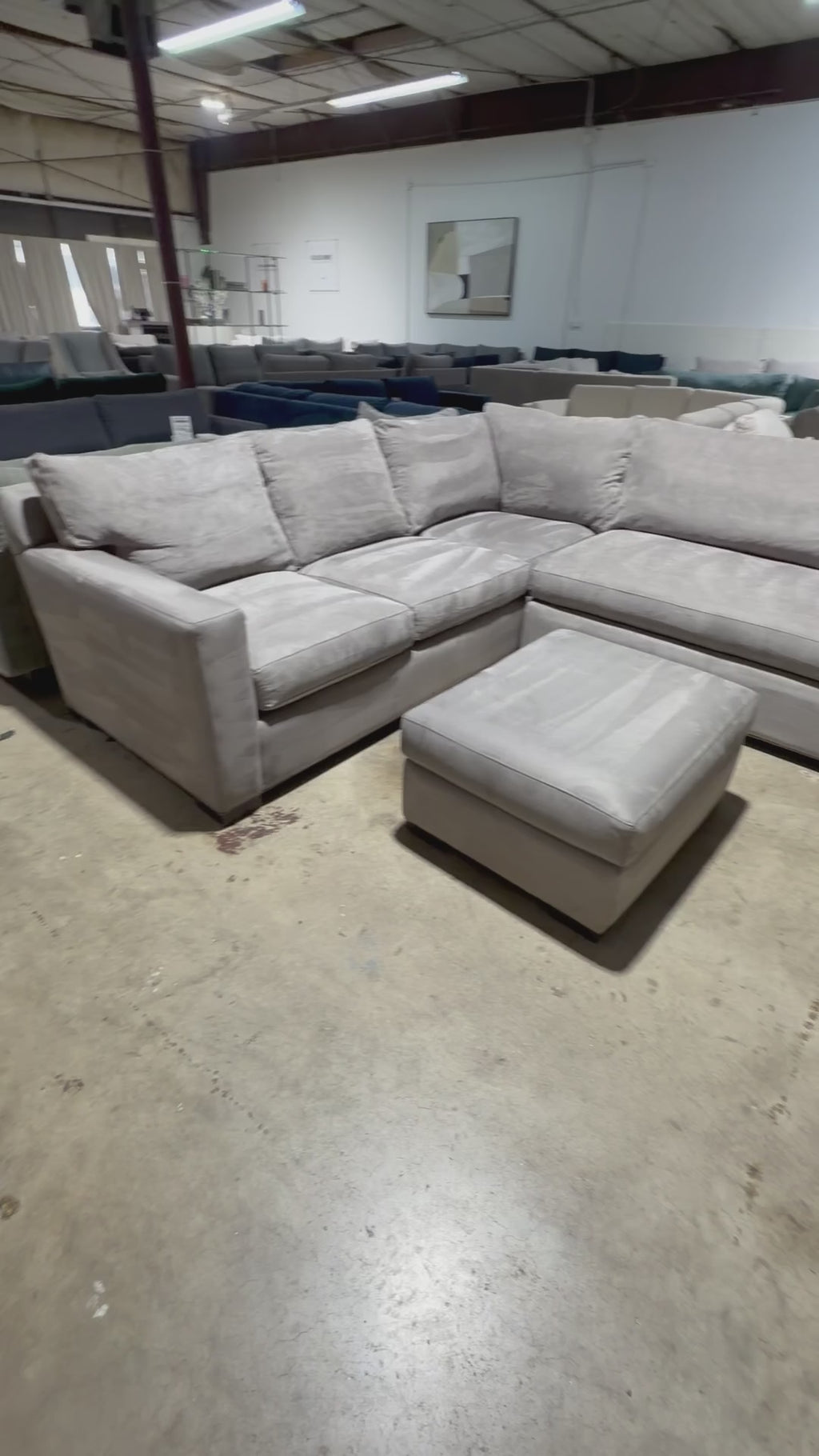 Crate & Barrel Axis L Shape Sectional in Douglas Gray Herringbone