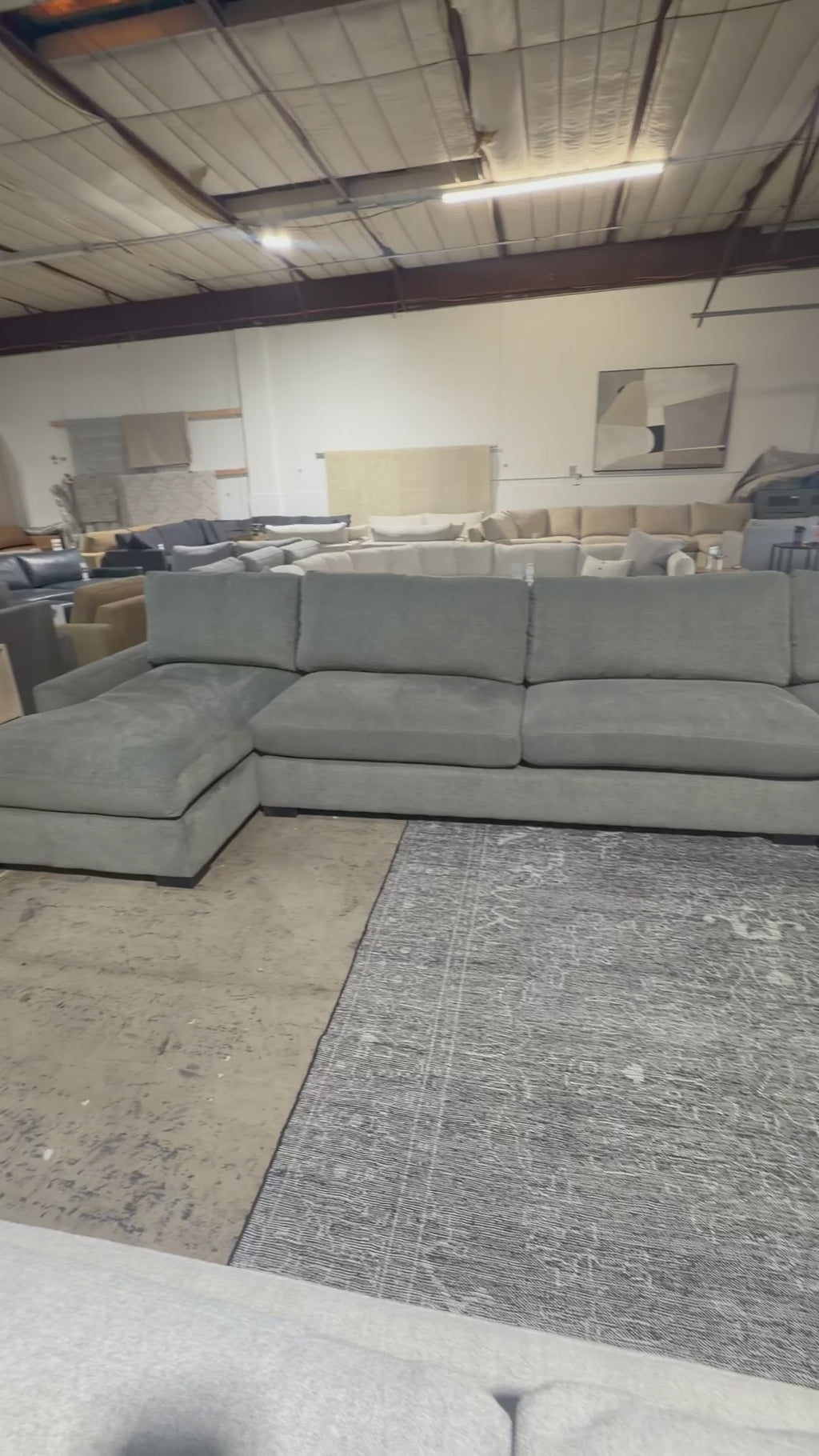 Arhaus Dune 164” 4 Piece Double Sofa Chaise heavy down blend cushions in Cushing fabric.