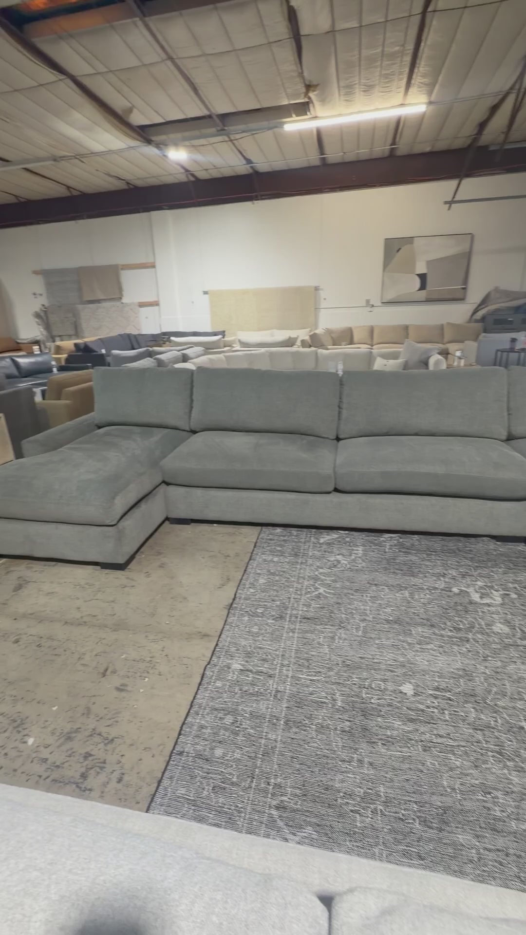 Arhaus Dune 164” 4 Piece Double Sofa Chaise heavy down blend cushions in Cushing fabric.