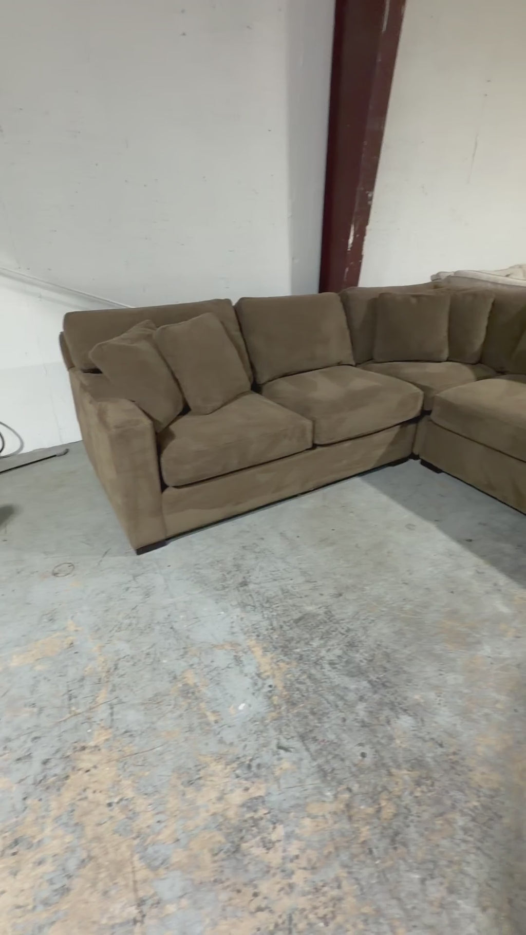 Crate & Barrel Axis 113" 3 Piece L Shape Sectional in Mammoth Mocha Teddy Bear (super soft fabric)