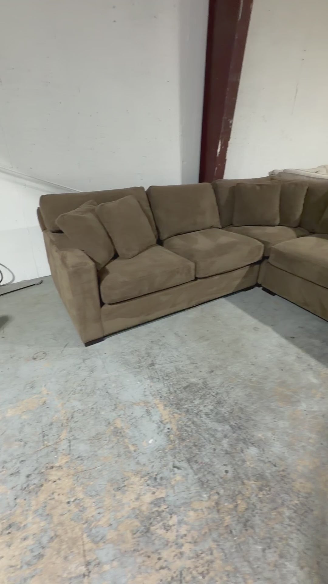 Crate & Barrel Axis 113" 3 Piece L Shape Sectional in Mammoth Mocha Teddy Bear (super soft fabric)