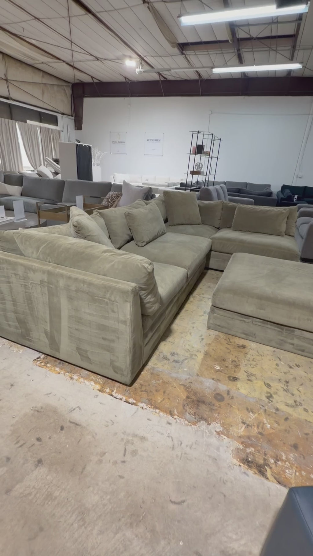 Arhaus Pavo 2-
Piece Sectional w/ Ottoman in Adria Sage Performance Microfiber