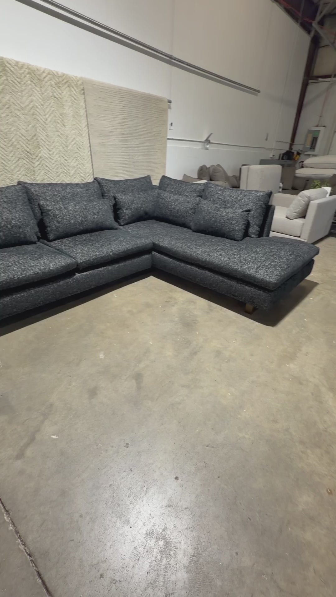 West Elm Harmony 2-Piece Sofa Chaise Sectional in Chunky Black Chenille