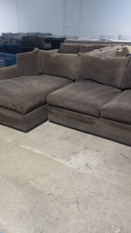 Crate & Barrel Lounge Deep 150” 3 Piece XL Deep Sofa Chaise Sectional in Velvet Microfiber Coffee