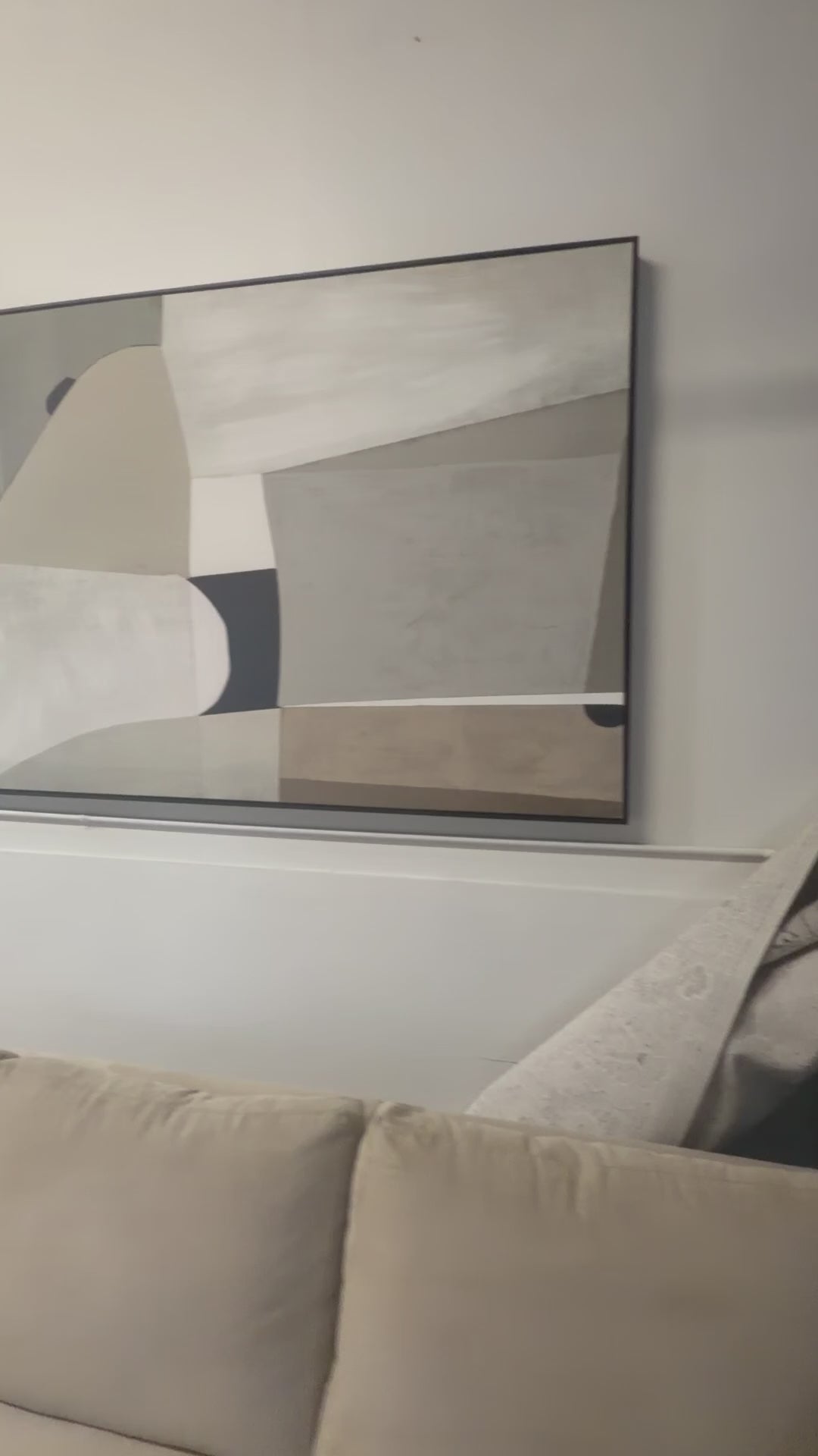 Crate & Barrel Composition of Neutrals" Reproduction 75"x55" Framed Wall Art Print