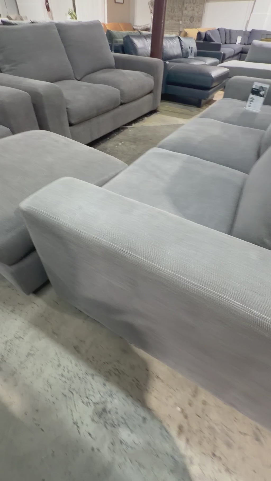 Potterybarn Big Sur 105” Sofa, 82” Loveseat, 47” Chair & Half and Ottoman, Heavy Down Blend Cushions in Charcoal Brushed Washed Canvas
