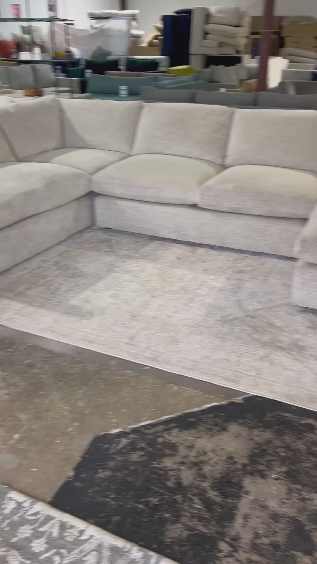 Arhaus Kipton U shape Slim Arm 3 Piece U Shape Sofa Chaise Sectional with Heavy Down Blend Cushions in Nomad Snow