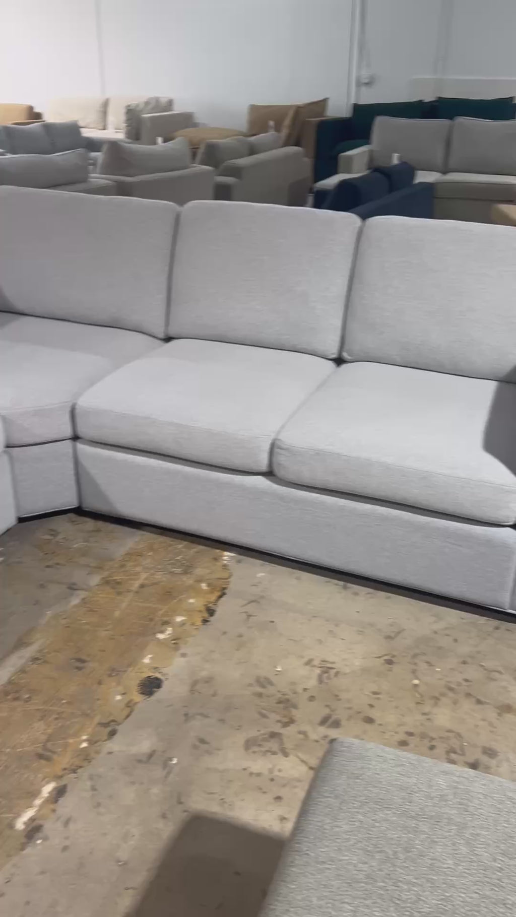 Potterybarn Cameron 98”x 98” Square Arm 3-Piece L-Shaped Wedge Sectional. Memory Foam Cushions in Dove Performance Heathered Basketweave