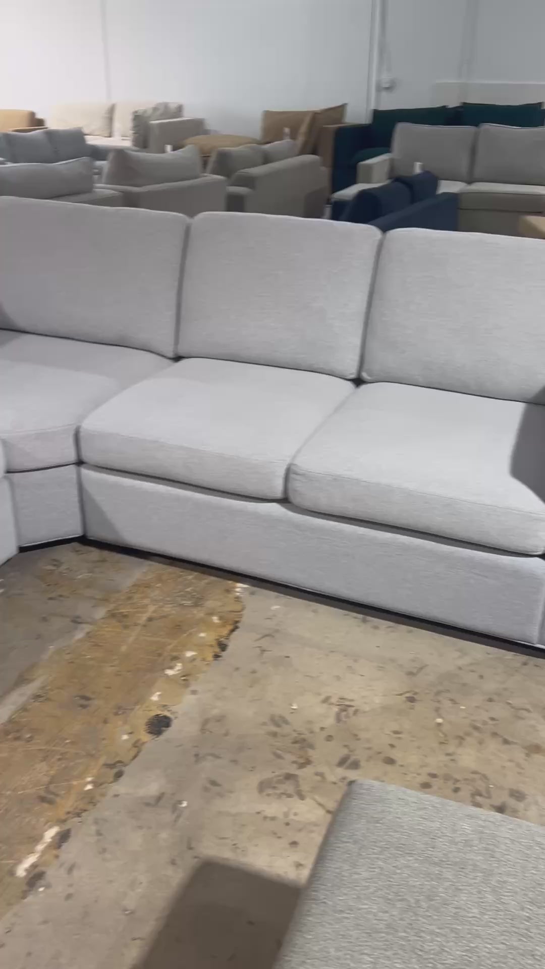 Potterybarn Cameron 98”x 98” Square Arm 3-Piece L-Shaped Wedge Sectional. Memory Foam Cushions in Dove Performance Heathered Basketweave