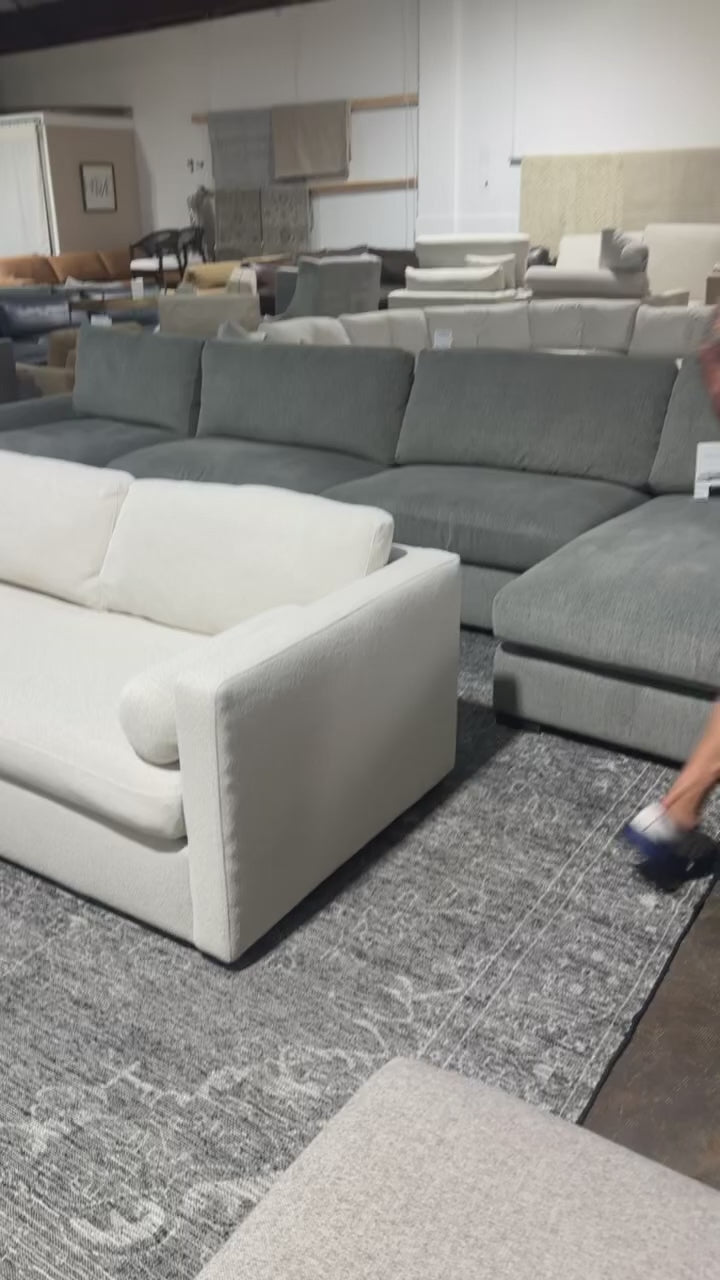 Crate & Barrel Aris 106” 3-Piece L-Shaped Bench Sectional Sofa in Thrive Fabric in Quartz
Performance Textured Basket Weave