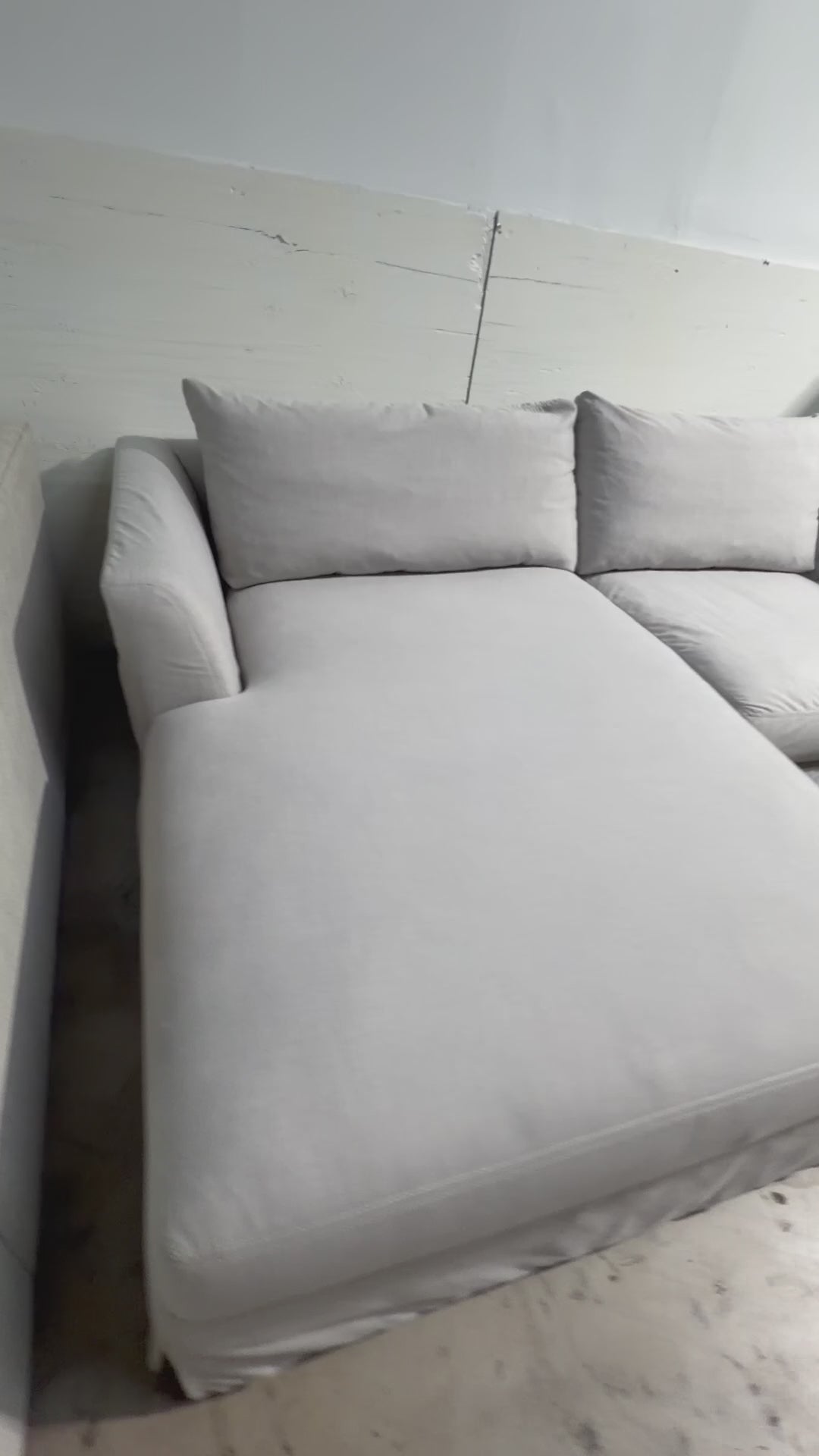 Arhaus Helena Slipcovered 122" Sofa Chaise Sectional in Natural Coastal Linen