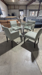Room & Board Glass Dining Table and 4 chairs in Conley Slate
