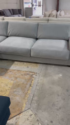 West Elm Dalton 121” 2-Piece Deep seating Sofa Chaise Sectional, Down Blend in Silver, Performance Velvet