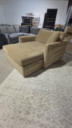 Crate & Barrel Lounge Deep Chaise Lounge, Down Blend in Camel Covet, Velvet