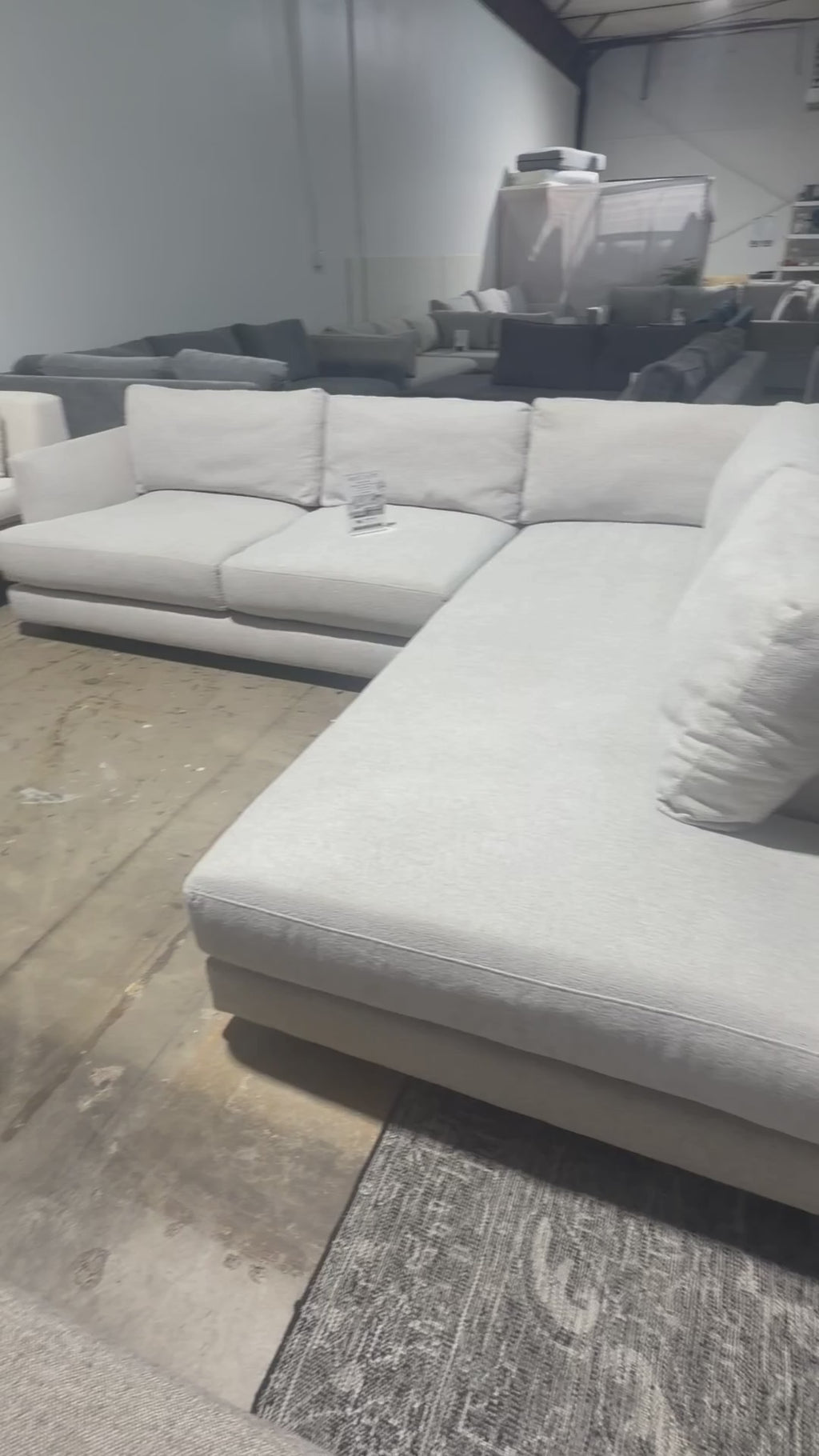West Elm Haven 108" Bumper Chaise Sectional in Oatmeal Linen Weave