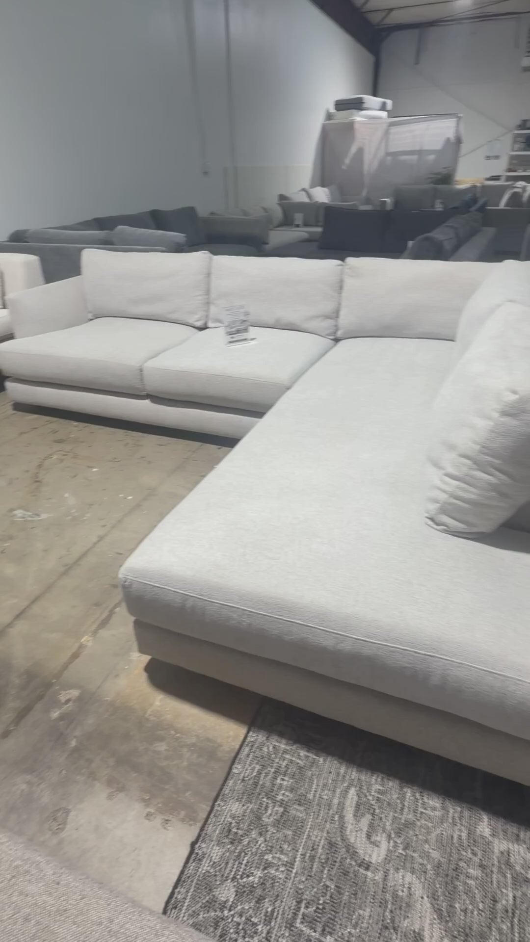 West Elm Haven 108" Bumper Chaise Sectional in Oatmeal Linen Weave