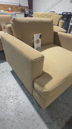 Albany Park Lido Arm Chair in Camel Tan Performance Velvet with Walnut Legs