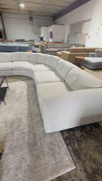 Crate & Barrel Bucktown 142” Modular 5-Piece Curved L-Shaped Wedge Sectional Sofa in Vanilla Belden boucle