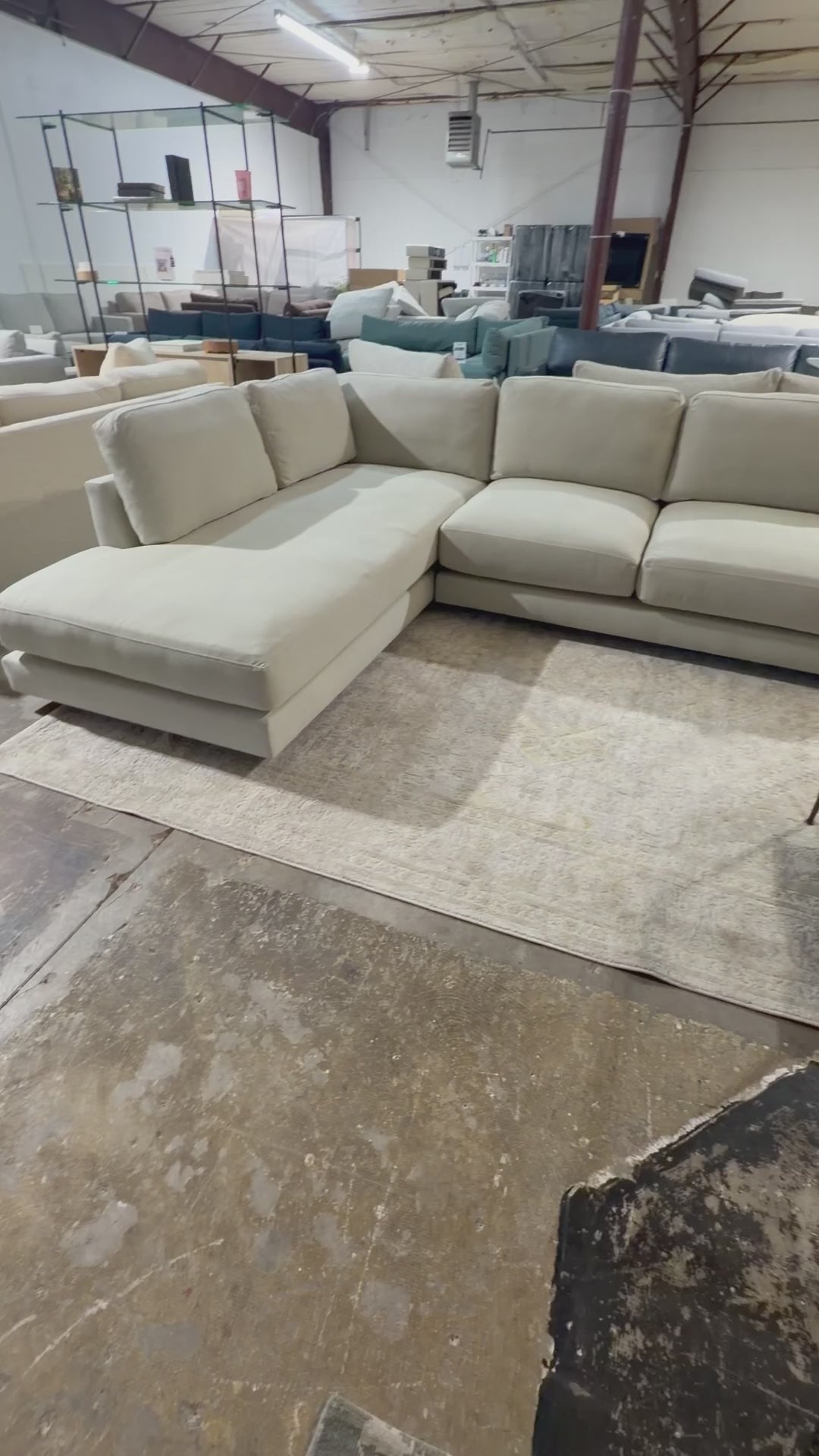 West Elm Haven 108” 2-Piece Bumper Chaise Sectional, Heavy Down Blend Cushions in Natural Washed Canvas