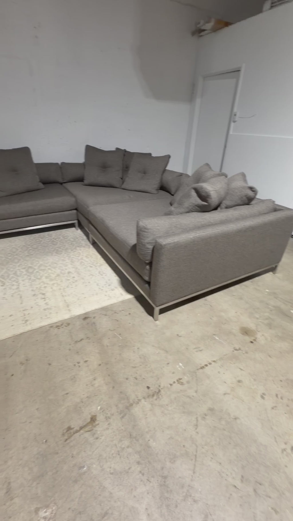 Restoration Hardware Cordoba 139” x 118” 3 Piece, XL wide Sofa Sectional, Heavy Down Blend Cushions in Charcoal Performance Linen Basketweave