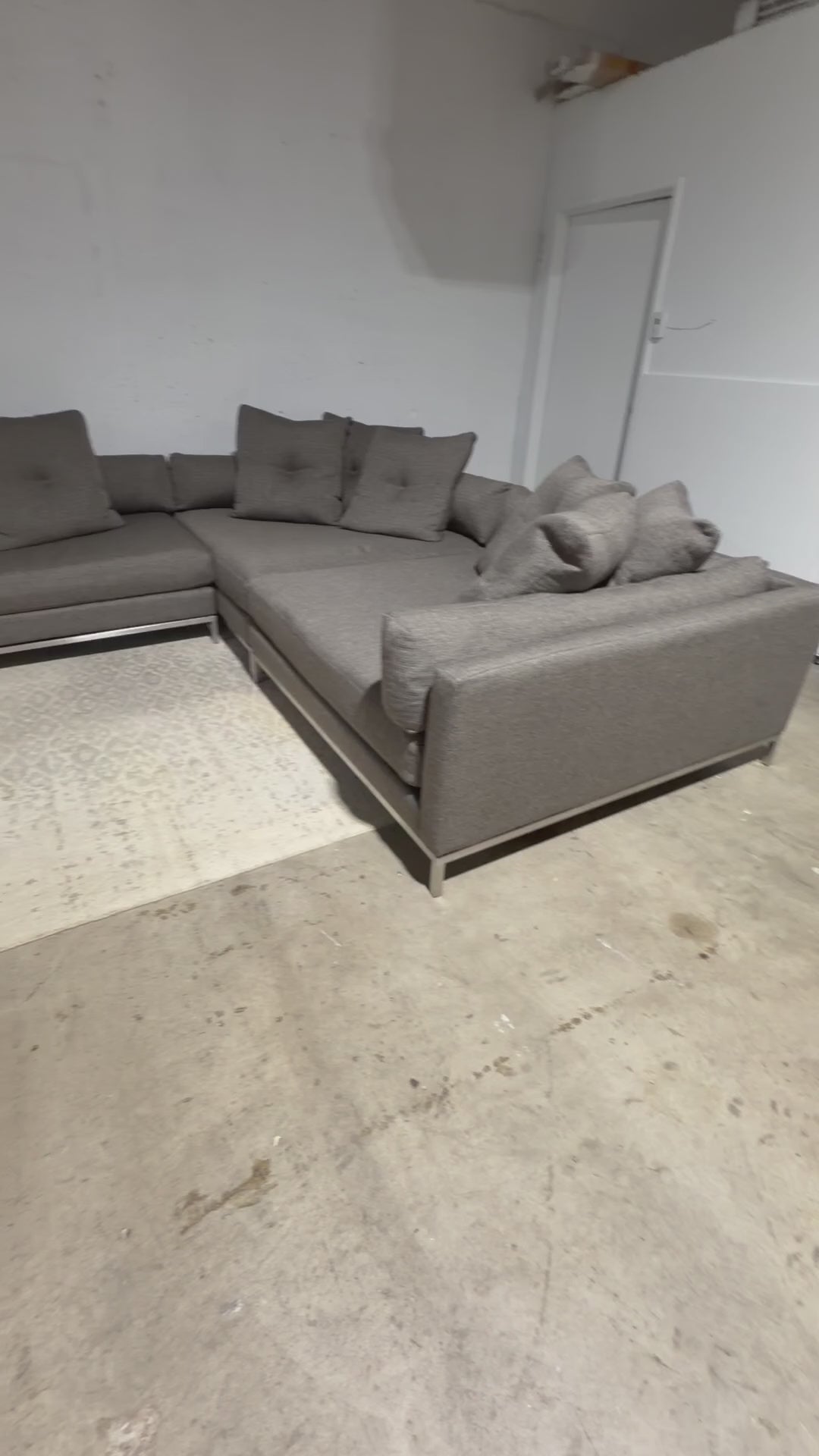 Restoration Hardware Cordoba 139” x 118” 3 Piece, XL wide Sofa Sectional, Heavy Down Blend Cushions in Charcoal Performance Linen Basketweave