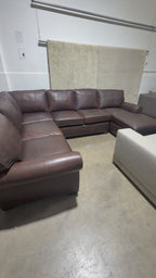 Arhaus Colby 124” 3 Piece U Shape Sofa Chaise Leather Sofa in Bronco Whiskey